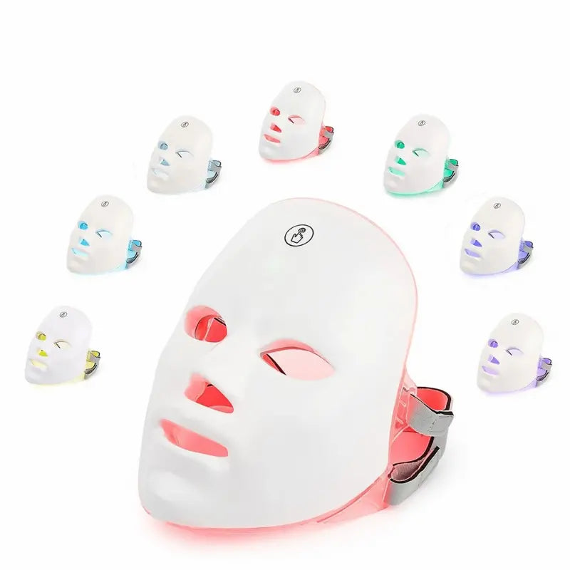 NNETM Portable 7 Color Light Facial Mask - Touch Screen Skin Care Device with Multi-Function Beauty Benefits - USB Charged
