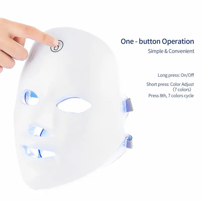 NNETM Portable 7 Color Light Facial Mask - Touch Screen Skin Care Device with Multi-Function Beauty Benefits - USB Charged