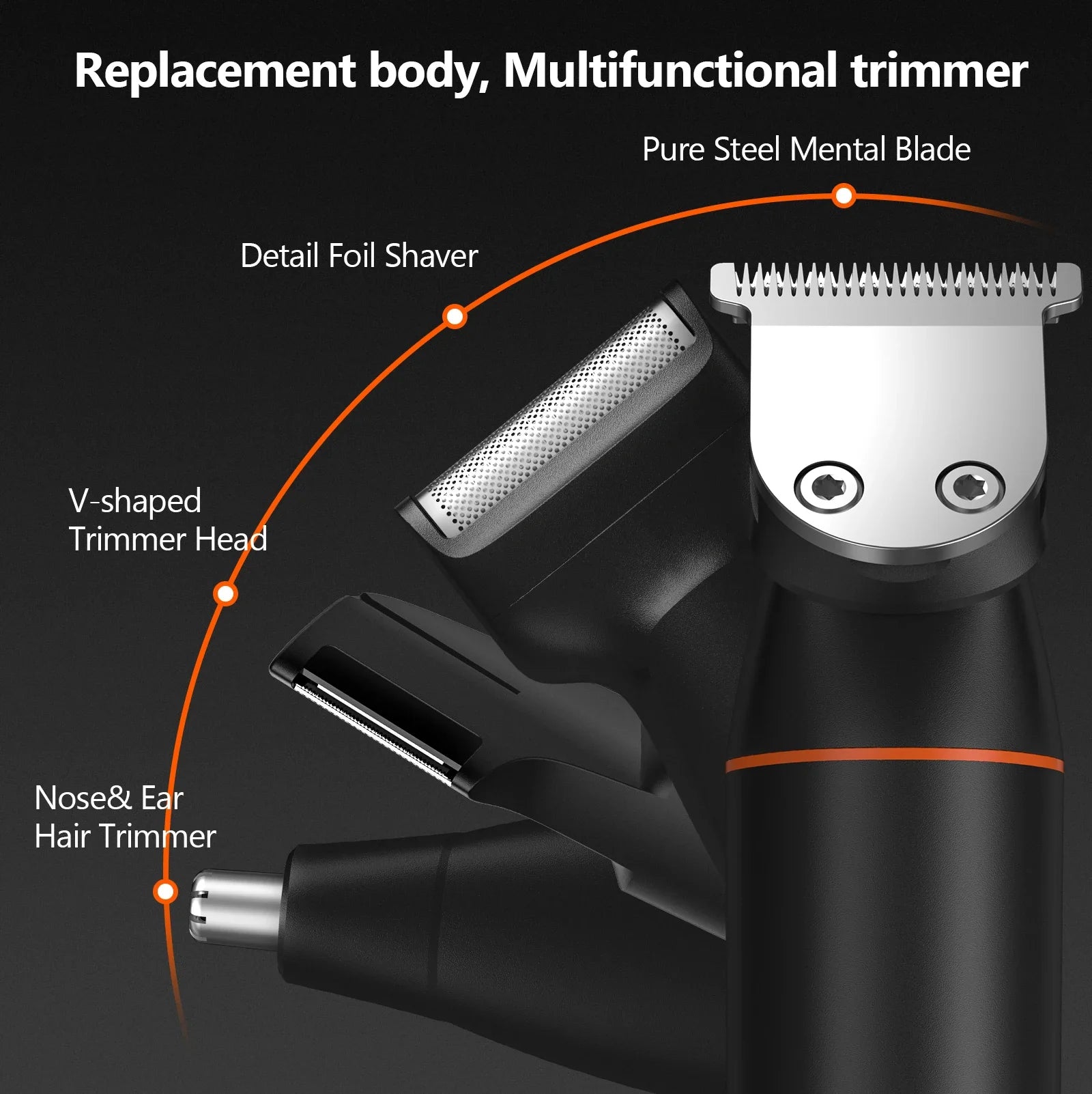 NNEOBA 4 in 1 Body Hair Trimmer Kit for Men Waterproof Electric Shaver Black