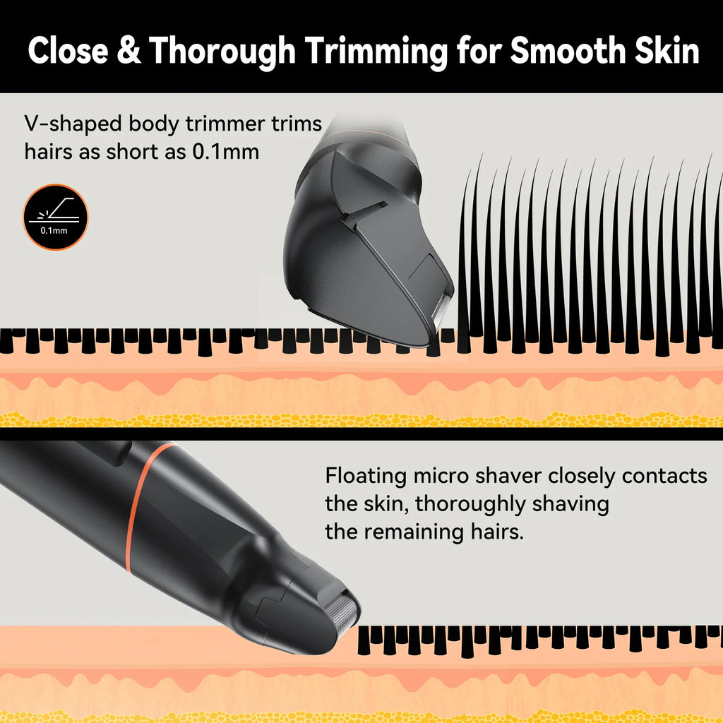 NNEOBA 4 in 1 Body Hair Trimmer Kit for Men Waterproof Electric Shaver Black