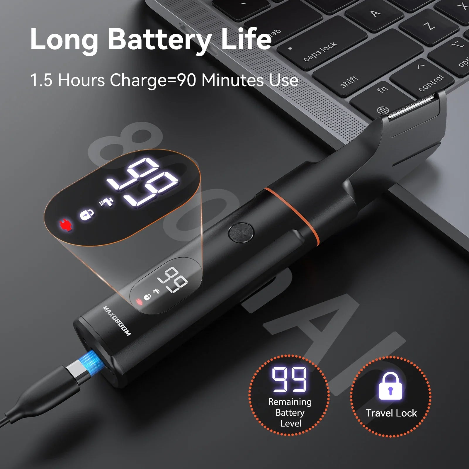 NNEOBA 4 in 1 Body Hair Trimmer Kit for Men Waterproof Electric Shaver Black