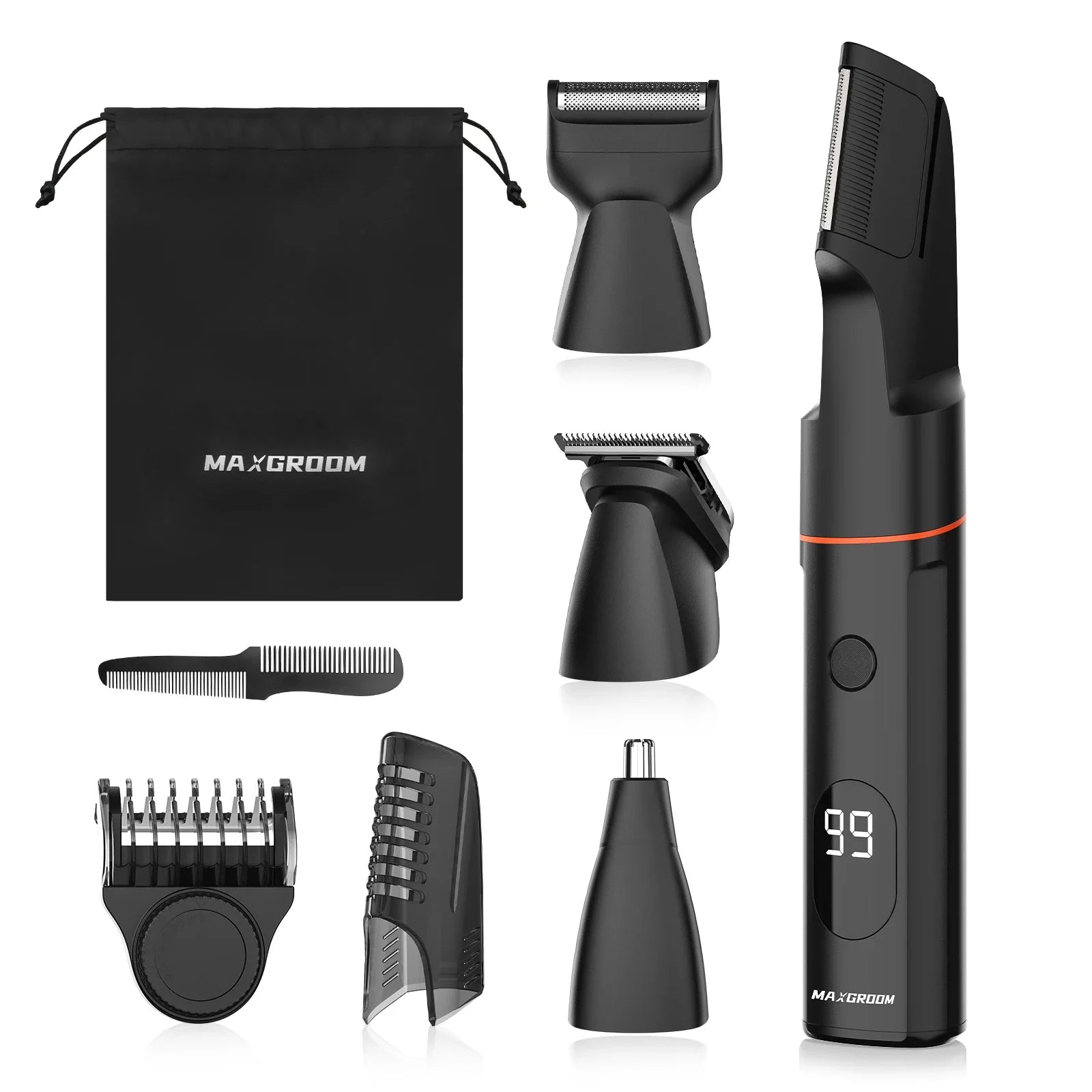 NNEOBA 4 in 1 Body Hair Trimmer Kit for Men Waterproof Electric Shaver Black