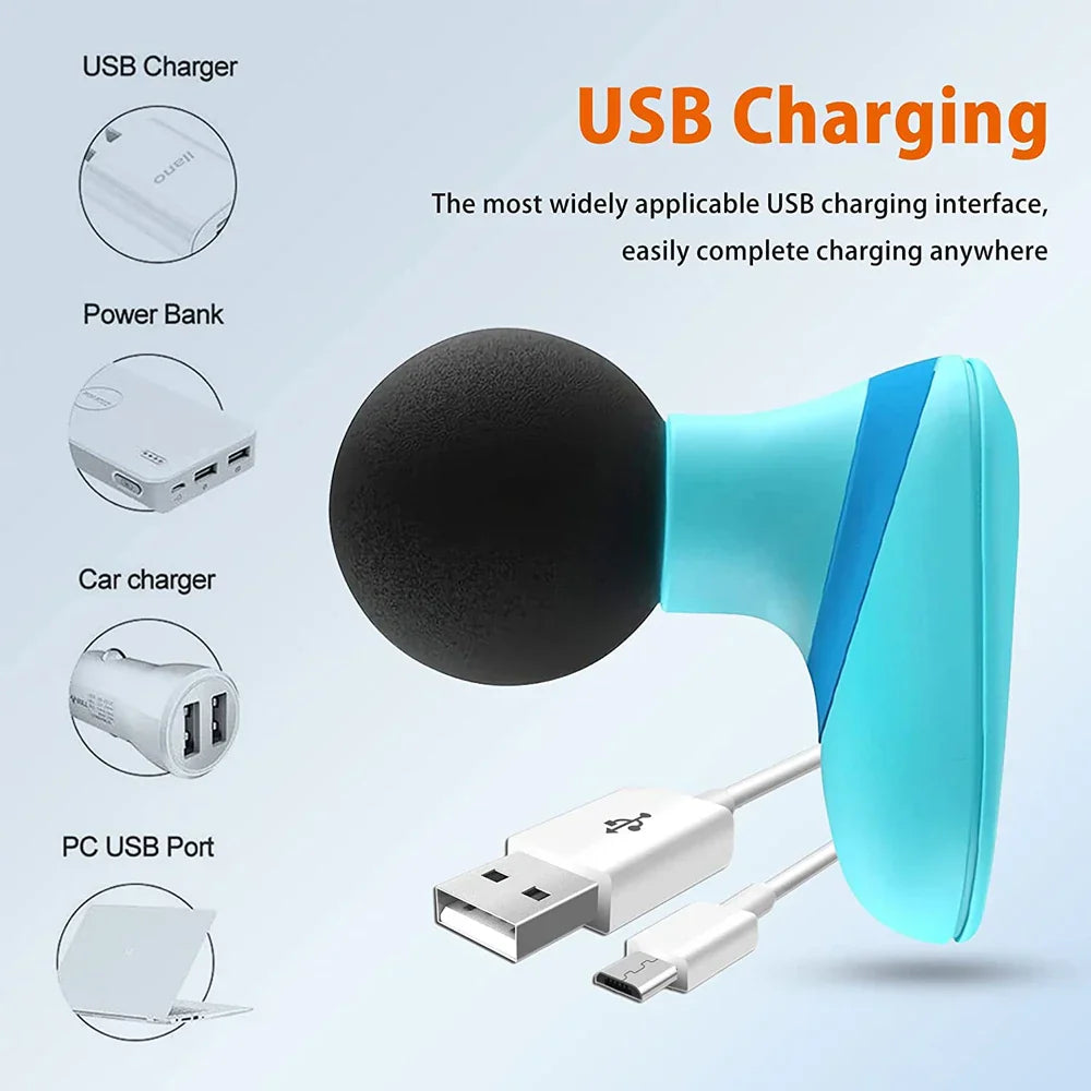 Mini Electric Handheld Massager 6-Speed Deep Tissue Therapy Blue