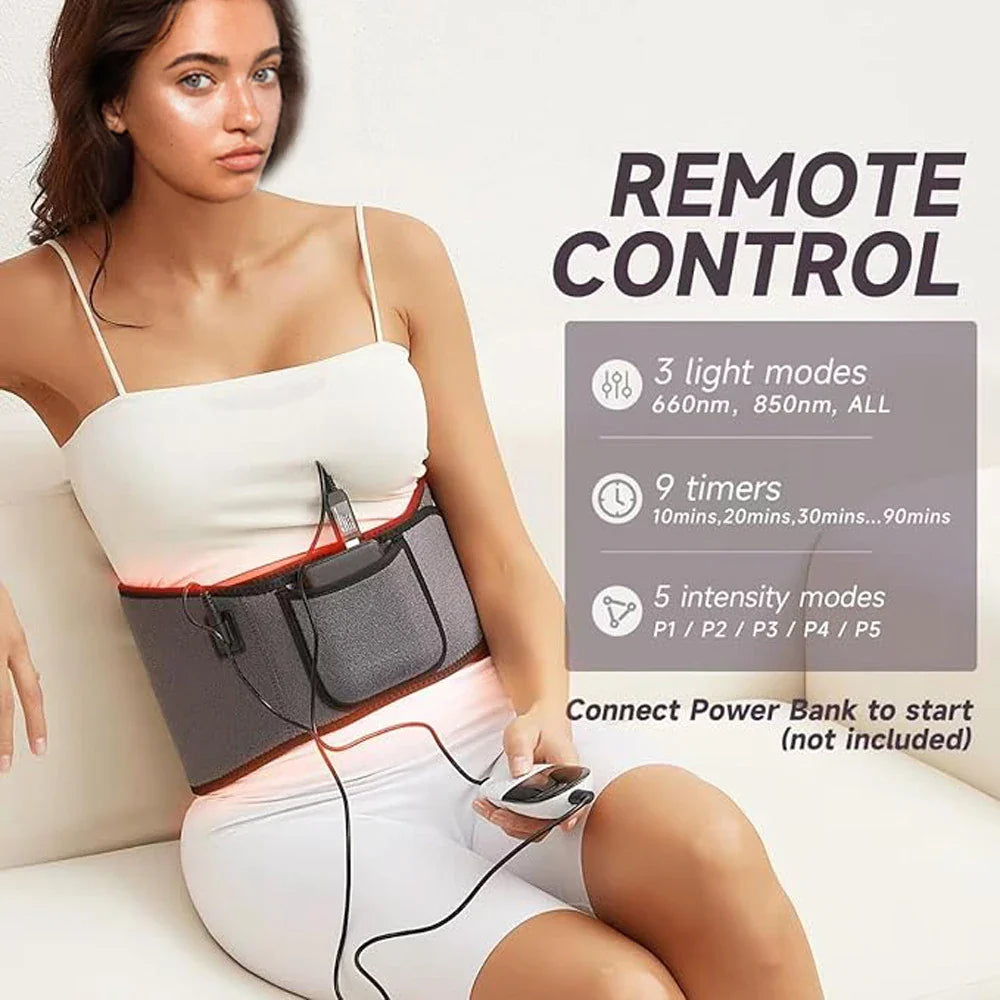 NNEOBA LED Infrared Red Light Therapy Belt Pain Relief And Slimming Device Grey
