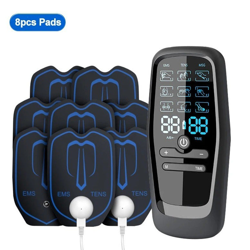 NNEDSZ Dual Output EMS/TENS Massage Device with 9 Modes and Type-C Charging, (8 Adhesive Pads)